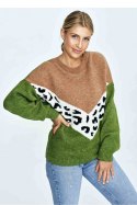 Sweter Damski Model M905 Green/Brown - Figl Figl Sweter Damski Model M905 Green/Brown - Figl Figl