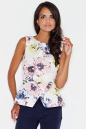 Bluzka Model 382 Ecru/Flowers - Figl Figl Bluzka Model 382 Ecru/Flowers - Figl Figl