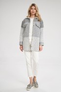 Kurtka Damska Model M857 Grey Pasy - Figl Figl Kurtka Damska Model M857 Grey Pasy - Figl Figl