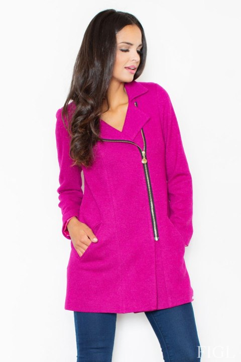 Płaszcz Damski Model M405 Dark Pink - Figl Figl Płaszcz Damski Model M405 Dark Pink - Figl Figl
