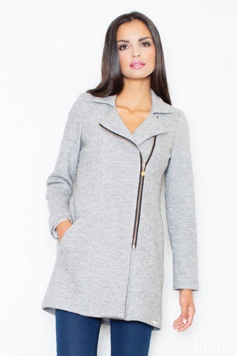 Płaszcz Damski Model M405 Grey - Figl Figl Płaszcz Damski Model M405 Grey - Figl Figl