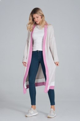 Sweter Damski Model M845 Beige/Fuksja/White - Figl Figl