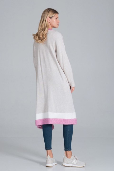 Sweter Damski Model M845 Beige/Fuksja/White - Figl Figl Sweter Damski Model M845 Beige/Fuksja/White - Figl Figl