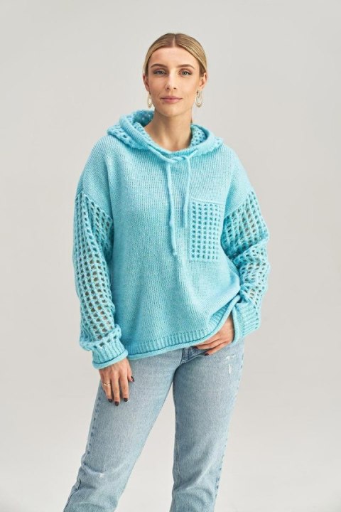 Sweter Damski Model M996 Błękit - Figl Figl Sweter Damski Model M996 Błękit - Figl Figl