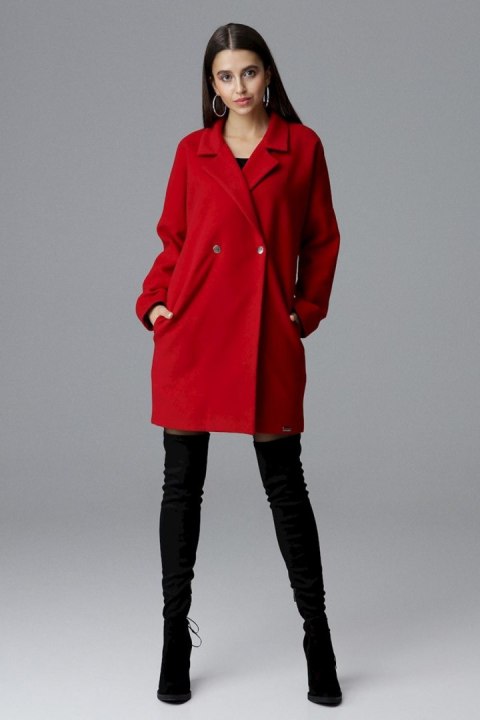 Płaszcz Damski Model M625 Red - Figl Figl Płaszcz Damski Model M625 Red - Figl Figl