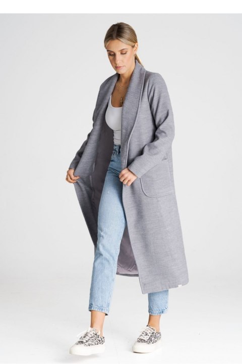 Płaszcz Damski Model M991 Grey - Figl Figl Płaszcz Damski Model M991 Grey - Figl Figl