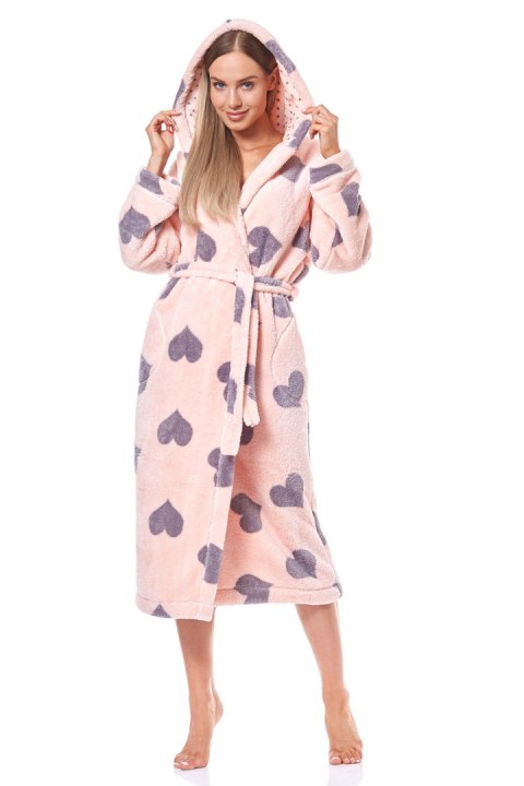 Szlafrok Damski Model Kola Long Apricot Pink/Violet - L&L collection L&L collection Szlafrok Damski Model Kola Long Apricot Pink/Violet - L&L collection L&L collection