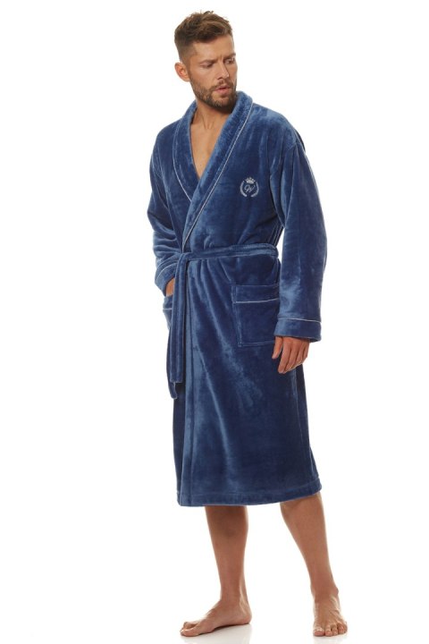 Szlafrok Męski Model Luca 2111 Navy - L&L collection L&L collection Szlafrok Męski Model Luca 2111 Navy - L&L collection L&L collection