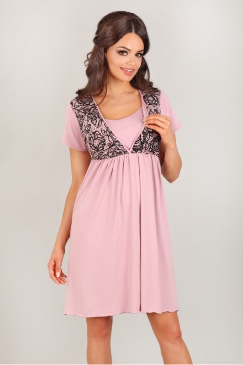 Koszulka nocna Koszula Nocna Model 3006 Pink/Black - Lupo Line Lupo Line Koszulka nocna Koszula Nocna Model 3006 Pink/Black - Lupo Line Lupo Line