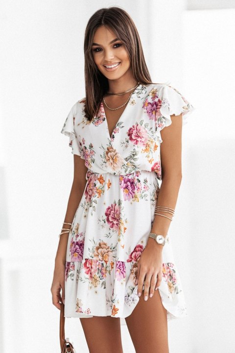 Sukienka Model Butterfly 352 Flowers White - IVON IVON Sukienka Model Butterfly 352 Flowers White - IVON IVON
