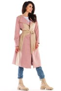 Płaszcz Damski Model A463 Powder Pink - awama Awama Płaszcz Damski Model A463 Powder Pink - awama Awama