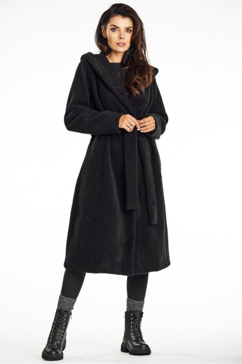 Płaszcz Damski Model A682 Black - awama Awama Płaszcz Damski Model A682 Black - awama Awama