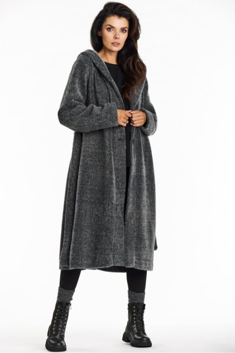 Płaszcz Damski Model A682 Grey - awama Awama Płaszcz Damski Model A682 Grey - awama Awama