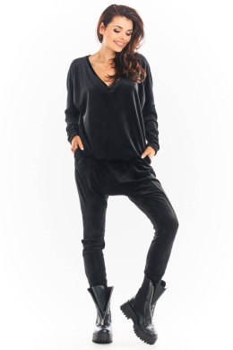 Spodnie Damskie Model A377 Black Welur - awama Awama