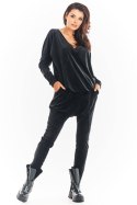 Spodnie Damskie Model A377 Black Welur - awama Awama Spodnie Damskie Model A377 Black Welur - awama Awama