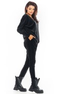 Spodnie Damskie Model A377 Black Welur - awama Awama Spodnie Damskie Model A377 Black Welur - awama Awama