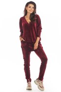 Spodnie Damskie Model A377 Bordo Welur - awama Awama Spodnie Damskie Model A377 Bordo Welur - awama Awama