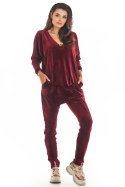Spodnie Damskie Model A377 Bordo Welur - awama Awama Spodnie Damskie Model A377 Bordo Welur - awama Awama