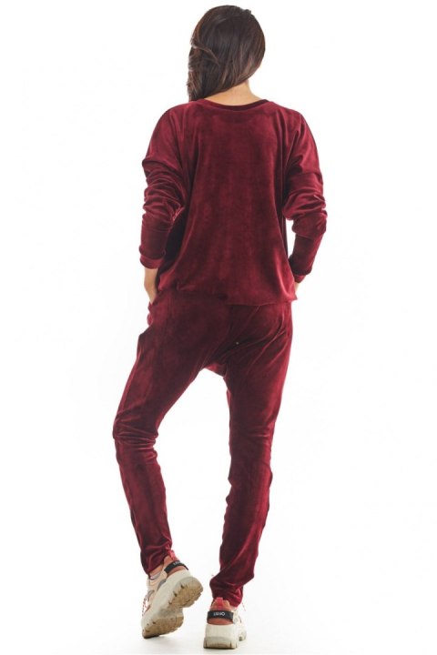Spodnie Damskie Model A377 Bordo Welur - awama Awama Spodnie Damskie Model A377 Bordo Welur - awama Awama