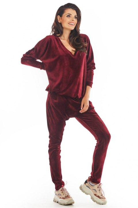 Spodnie Damskie Model A377 Bordo Welur - awama Awama Spodnie Damskie Model A377 Bordo Welur - awama Awama