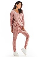 Spodnie Damskie Model A377 Pink Welur - awama Awama Spodnie Damskie Model A377 Pink Welur - awama Awama