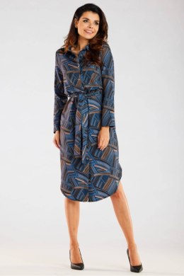 Sukienka Model A465 Navy/Brown Pattern - awama Awama