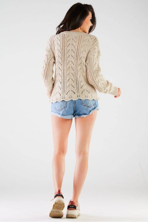 Sweter Damski Model A446 Beige - awama Awama Sweter Damski Model A446 Beige - awama Awama