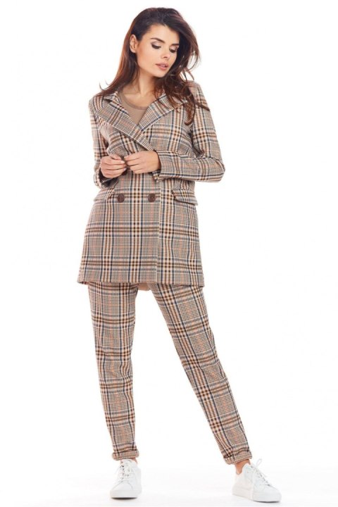 Żakiet Model A364 Brown Krata - awama Awama Żakiet Model A364 Brown Krata - awama Awama