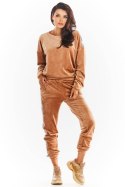 Bluza Damska Model A374 Beige Welur - awama Awama Bluza Damska Model A374 Beige Welur - awama Awama