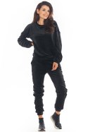Bluza Damska Model A374 Black Welur - awama Awama Bluza Damska Model A374 Black Welur - awama Awama