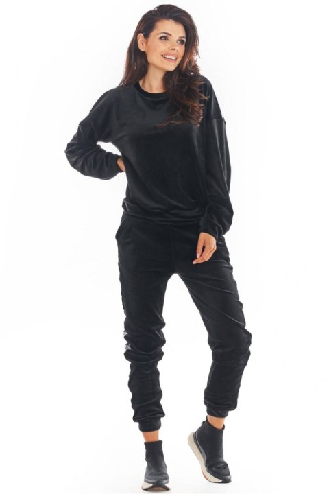 Bluza Damska Model A374 Black Welur - awama Awama Bluza Damska Model A374 Black Welur - awama Awama