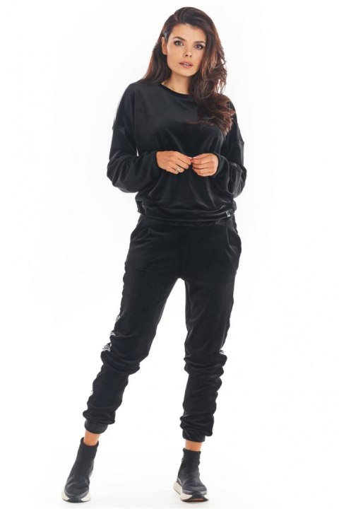Bluza Damska Model A374 Black Welur - awama Awama Bluza Damska Model A374 Black Welur - awama Awama