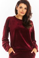 Bluza Damska Model A374 Bordo Welur - awama Awama Bluza Damska Model A374 Bordo Welur - awama Awama