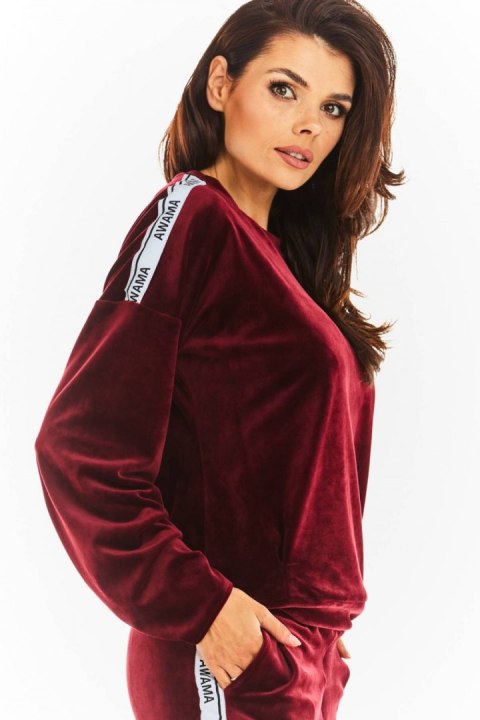Bluza Damska Model A374 Bordo Welur - awama Awama Bluza Damska Model A374 Bordo Welur - awama Awama