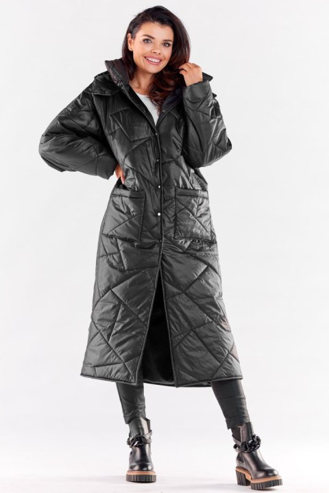 Płaszcz Damski Model A541 Black - awama Awama Płaszcz Damski Model A541 Black - awama Awama