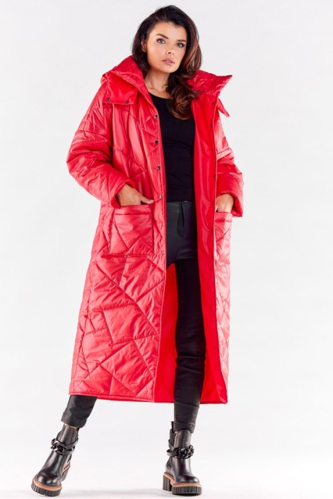 Płaszcz Damski Model A541 Red - awama Awama Płaszcz Damski Model A541 Red - awama Awama