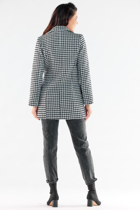 Płaszcz Damski Model A546 Houndstooth - awama Awama Płaszcz Damski Model A546 Houndstooth - awama Awama