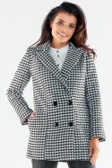 Płaszcz Damski Model A546 Houndstooth - awama Awama Płaszcz Damski Model A546 Houndstooth - awama Awama
