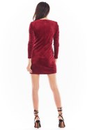 Sukienka Model A404 Welur Bordo - awama Awama Sukienka Model A404 Welur Bordo - awama Awama