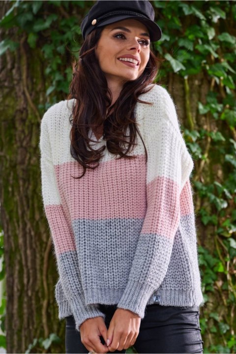 Sweter Damski Model A390 Pink - awama Awama Sweter Damski Model A390 Pink - awama Awama