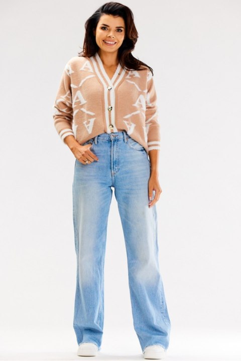 Sweter Damski Model A614 Beige - awama Awama Sweter Damski Model A614 Beige - awama Awama