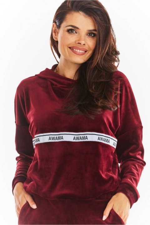 Bluza Damska Model A371 Bordo Welur - awama Awama Bluza Damska Model A371 Bordo Welur - awama Awama