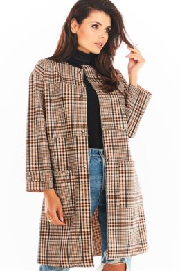 Płaszcz Damski Model A367 Brown Krata - awama Awama