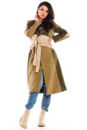 Płaszcz Damski Model A463 Khaki - awama Awama Płaszcz Damski Model A463 Khaki - awama Awama