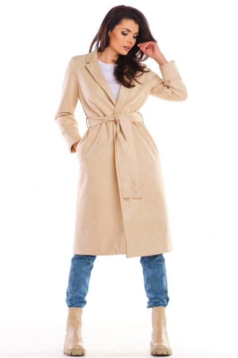 Płaszcz Damski Model A464 Beige - awama Awama Płaszcz Damski Model A464 Beige - awama Awama