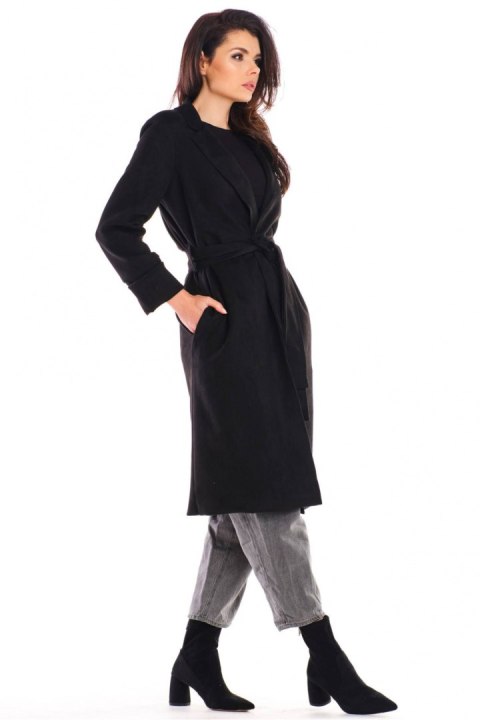 Płaszcz Damski Model A464 Black - awama Awama Płaszcz Damski Model A464 Black - awama Awama