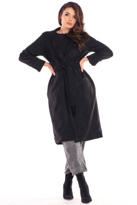 Płaszcz Damski Model A464 Black - awama Awama Płaszcz Damski Model A464 Black - awama Awama