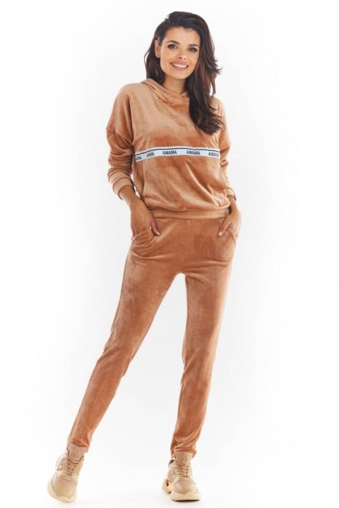 Spodnie Damskie Model A372 Beige Welur - awama Awama Spodnie Damskie Model A372 Beige Welur - awama Awama