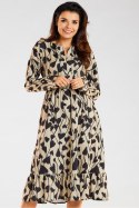 Sukienka Model A468 Beige/Black Hearts - awama Awama