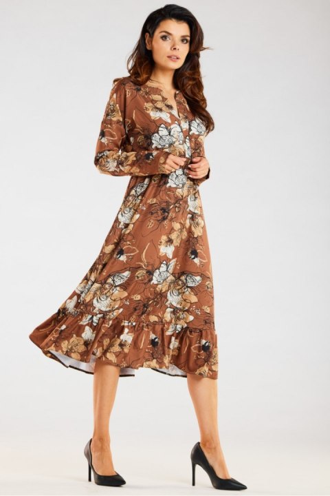 Sukienka Model A468 Brown Pattern - awama Awama Sukienka Model A468 Brown Pattern - awama Awama